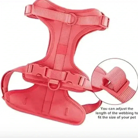 NO PULL ADJUSTABLE DOG HARNESS - CORAL RED - Picture 1 of 6